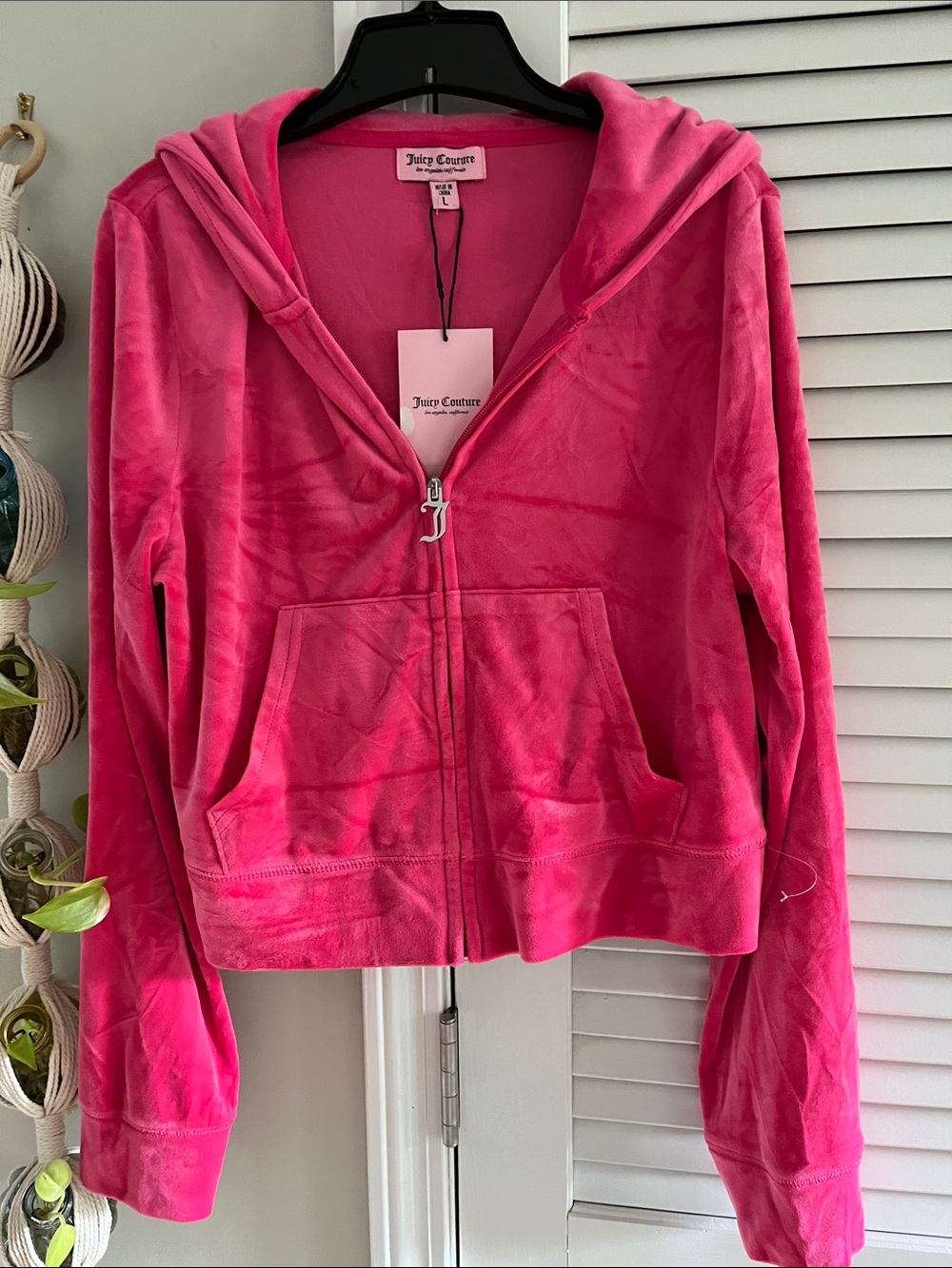 Juicy Couture Hot Pink Velour Zip-Up Hoodie Jacket